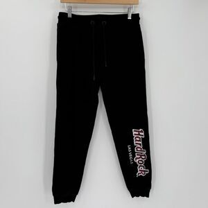 Hard Rock Las Vegas Black Sweatpants‎ Joggers Logo Graphic Unisex Size Medium